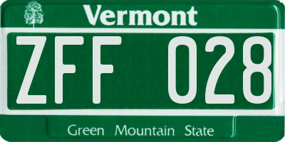 VT license plate ZFF028