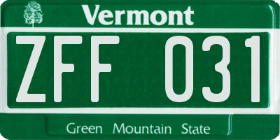 VT license plate ZFF031