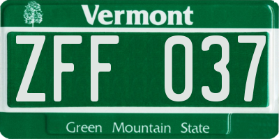 VT license plate ZFF037