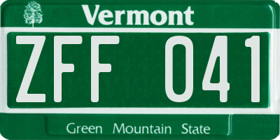 VT license plate ZFF041