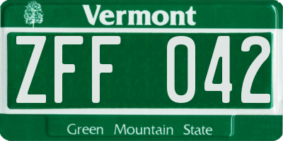 VT license plate ZFF042
