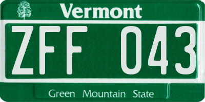 VT license plate ZFF043