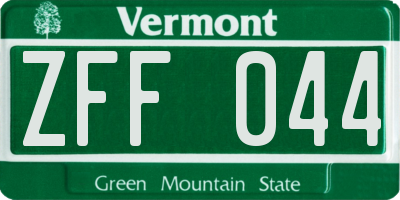 VT license plate ZFF044
