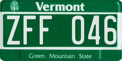 VT license plate ZFF046