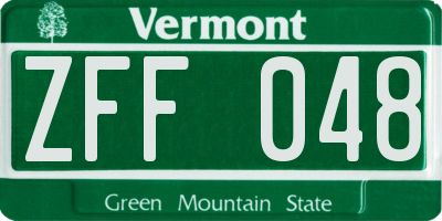 VT license plate ZFF048