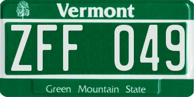 VT license plate ZFF049