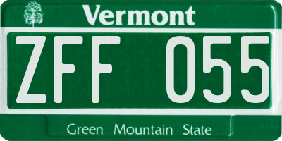 VT license plate ZFF055