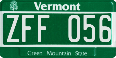 VT license plate ZFF056