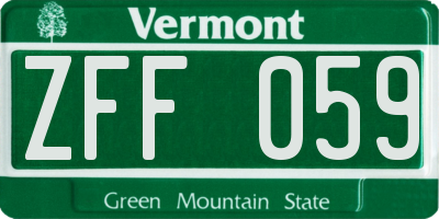 VT license plate ZFF059