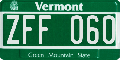 VT license plate ZFF060