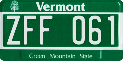 VT license plate ZFF061