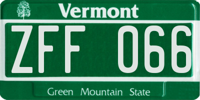 VT license plate ZFF066