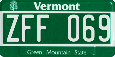 VT license plate ZFF069