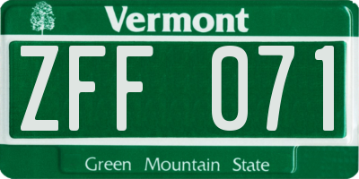 VT license plate ZFF071