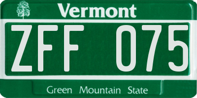 VT license plate ZFF075