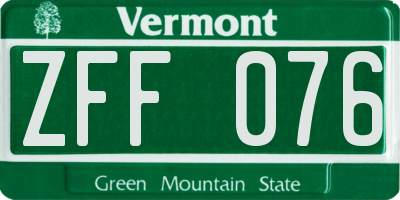 VT license plate ZFF076