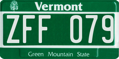 VT license plate ZFF079
