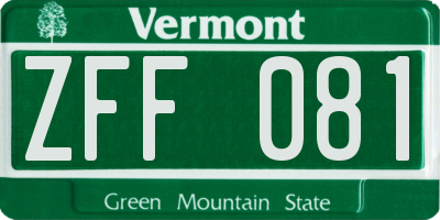 VT license plate ZFF081