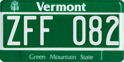 VT license plate ZFF082