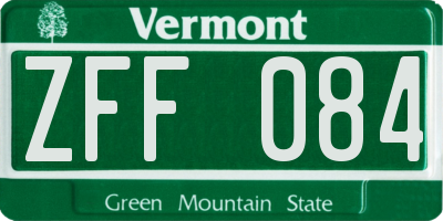 VT license plate ZFF084