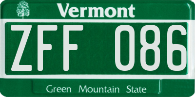 VT license plate ZFF086
