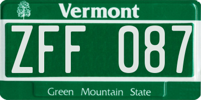 VT license plate ZFF087