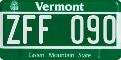 VT license plate ZFF090