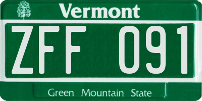 VT license plate ZFF091