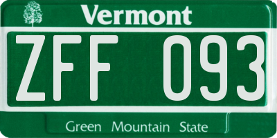 VT license plate ZFF093