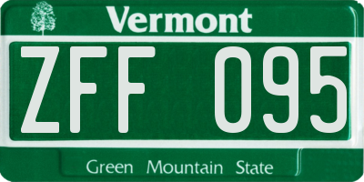 VT license plate ZFF095