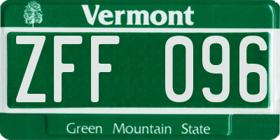 VT license plate ZFF096