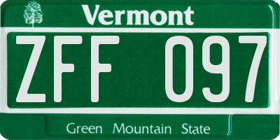 VT license plate ZFF097