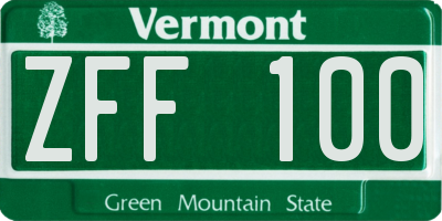 VT license plate ZFF100