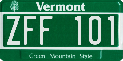 VT license plate ZFF101