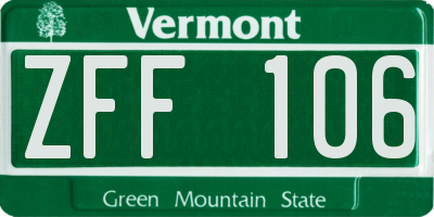 VT license plate ZFF106