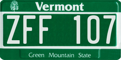 VT license plate ZFF107