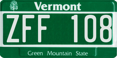 VT license plate ZFF108