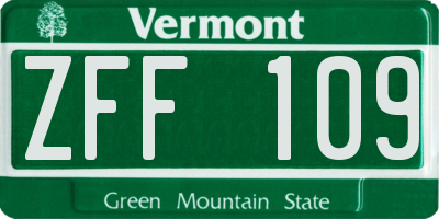 VT license plate ZFF109