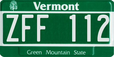VT license plate ZFF112