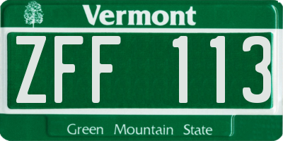 VT license plate ZFF113