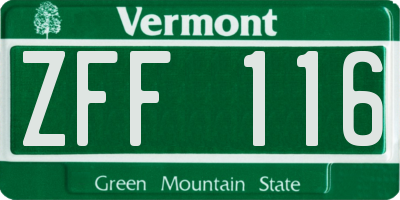 VT license plate ZFF116