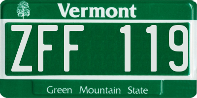 VT license plate ZFF119