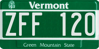 VT license plate ZFF120