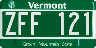 VT license plate ZFF121