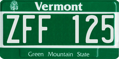 VT license plate ZFF125