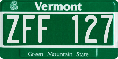 VT license plate ZFF127