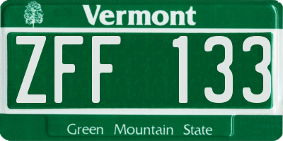 VT license plate ZFF133
