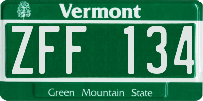 VT license plate ZFF134