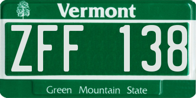 VT license plate ZFF138