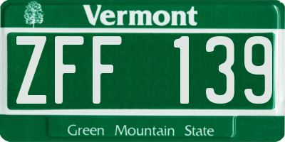 VT license plate ZFF139